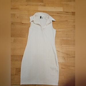 H&M Ribbed Cream Polo Dress